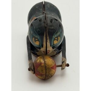 Vintage Tin Litho Cat Wind Up Toy Japan Ball As Is Parts Repair